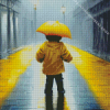 Child walking alone under rain Diamond Paintings