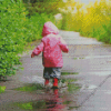 Children in rain Diamond Paintings