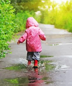 Children in rain Diamond Paintings