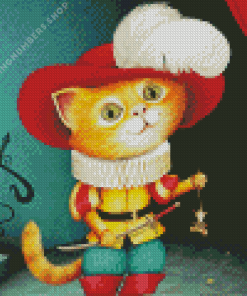 Cute Puss In Boots Diamond Paintings