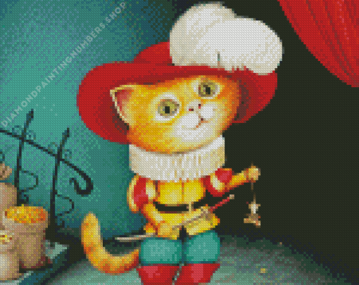 Cute Puss In Boots Diamond Paintings