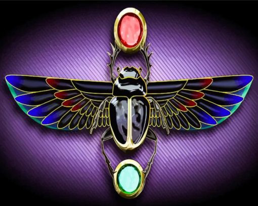 Egyptian Scarab Beetle Art Diamond By Numbers