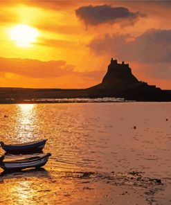 Holy island lindisfarne Castle At Sunset Diamond By Numbers