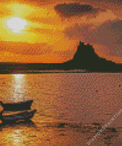 Holy island lindisfarne Castle At Sunset Diamond By Numbers