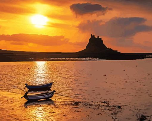 Holy island lindisfarne Castle At Sunset Diamond By Numbers