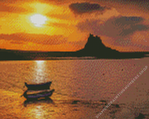 Holy island lindisfarne Castle At Sunset Diamond By Numbers