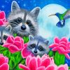 Hummingbird and raccoons Diamond Paints