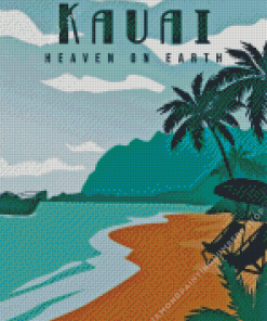 Kauai Heaven on earth Poster Illustration Diamond By Numbers