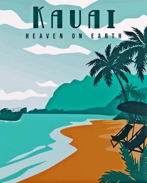 Kauai Heaven on earth Poster Illustration Diamond By Numbers