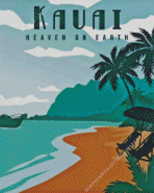 Kauai Heaven on earth Poster Illustration Diamond By Numbers