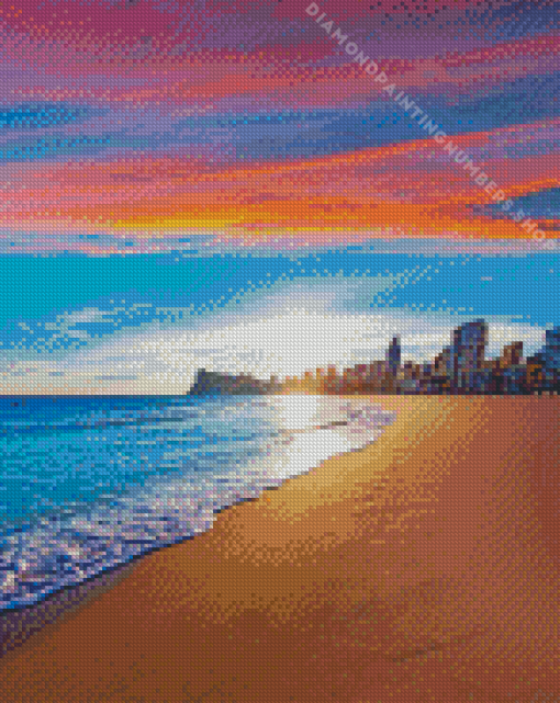 Levante Beach at sunset Diamond By Numbers