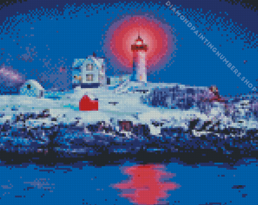 Nubble Lighthouse Diamond By Numbers