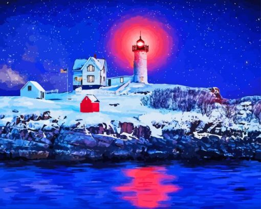 Nubble Lighthouse Diamond By Numbers