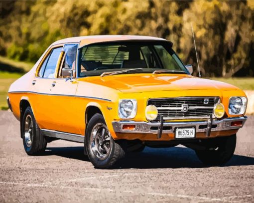 Orange Holden HQ Kingswood Car Diamond By Numbers