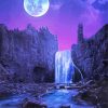 Purple Sky moonlight waterfall Diamond Paintings