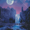 Purple Sky moonlight waterfall Diamond Paintings