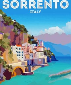 Sorrento Italy travel poster Diamond With Numbers