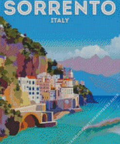 Sorrento Italy travel poster Diamond With Numbers