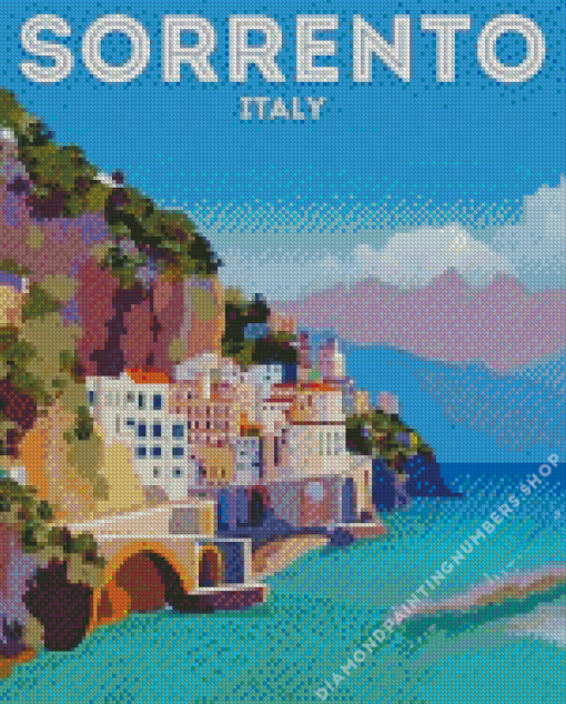 Sorrento Italy travel poster Diamond With Numbers