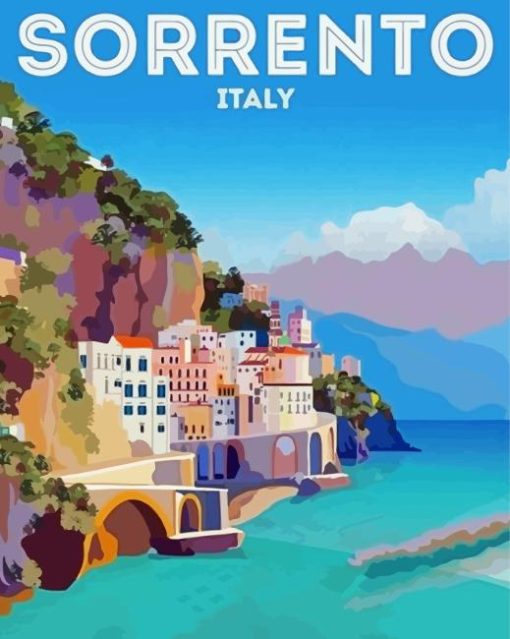 Sorrento Italy travel poster Diamond With Numbers