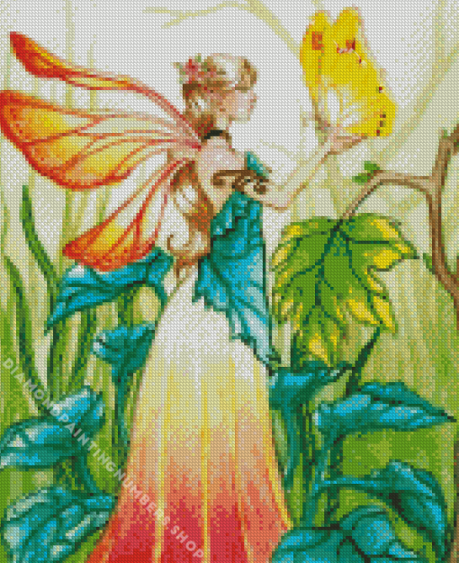 Spring Fairy And Butterfly Diamond By Numbers