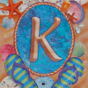 Summer Monogram Letter K Diamond With Numbers