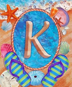 Summer Monogram Letter K Diamond With Numbers