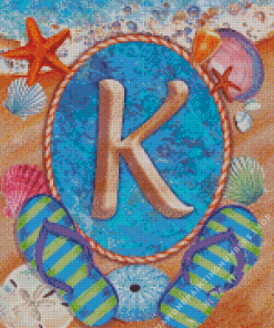 Summer Monogram Letter K Diamond With Numbers