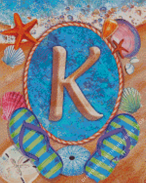 Summer Monogram Letter K Diamond With Numbers