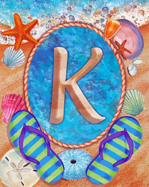 Summer Monogram Letter K Diamond With Numbers