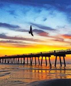 Sunset Over Jacksonville Pier Diamond By Numbers