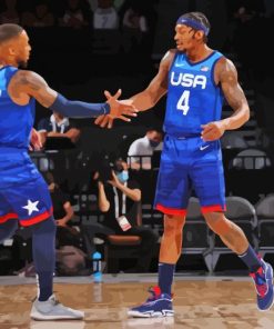 Team USA Basketballers Diamond By Numbers