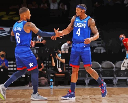 Team USA Basketballers Diamond By Numbers