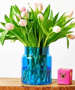 Tulips In Glass Blue Vase Diamond Paintings