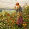 Woman picking flowers Diamond Paintings