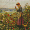 Woman picking flowers Diamond Paintings