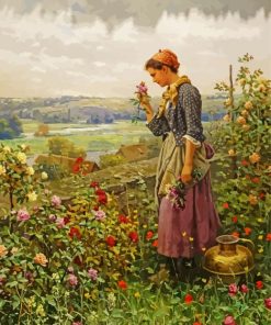 Woman picking flowers Diamond Paintings