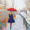 aesthetic Lady walking with umbrella Diamond Paintings