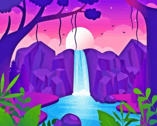 aesthetic Purple waterfall Diamond By Numbers