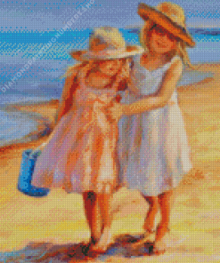 aesthetic sisters on beach Diamond Paints