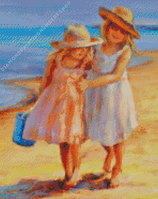 aesthetic sisters on beach Diamond Paints