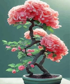 pink flowers tree Diamond With Numbers