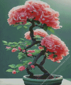 pink flowers tree Diamond With Numbers