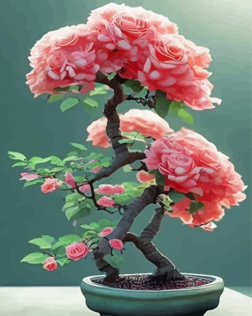 pink flowers tree Diamond With Numbers