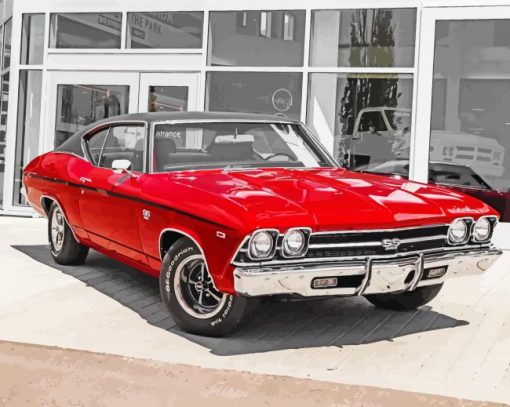 red 69 Chevrolet ss Diamond By Numbers