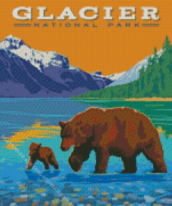 Glacier park poster Diamond By Numbers