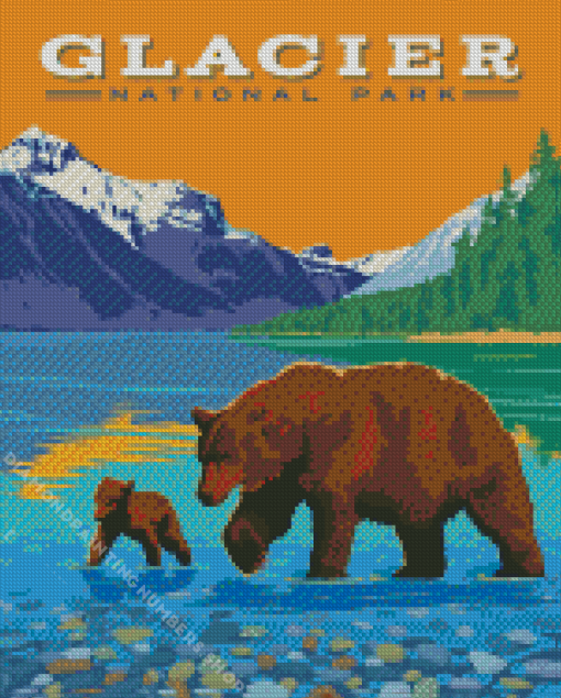 Glacier park poster Diamond By Numbers