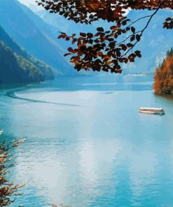 Konigssee with autumn trees Diamond By Numbers