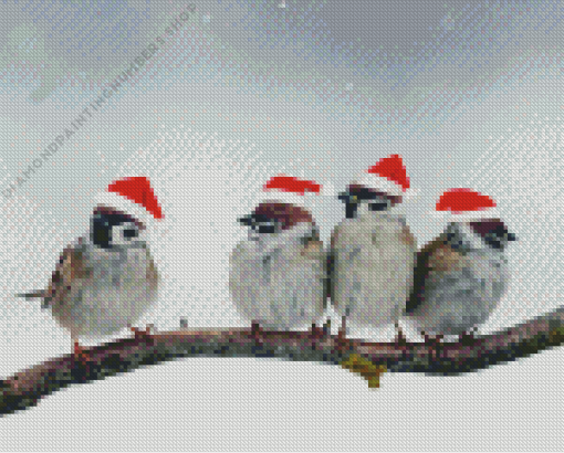 Bird Christmas Diamond By Numbers