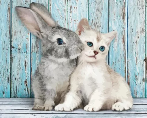 Bunny with cat Diamond By Numbers